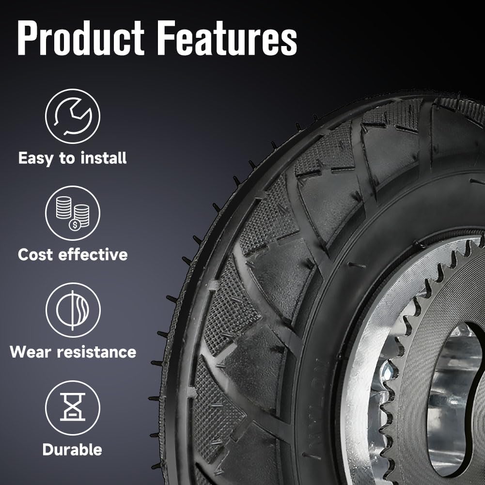 FVRITO Premium Front Wheel Assembly Replacement for Razor Crazy Cart (V5+),Crazy Kart DLX Electric Drifting Cart 200x50 Tire Tube Chain Sprocket Axle and Rim Parts Accessories