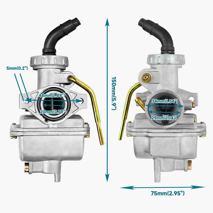 FVRITO PZ20 Carburetor Kit for Tao tao Coolster 125cc 110cc 90cc 70cc 50cc Kazuma Baja Chinese ATV Quad 4 Wheeler SunL NST Roketa Loncin Lifan XR80 CRF70 4 Stroke Go Kart Pit Dirt Bike Parts
