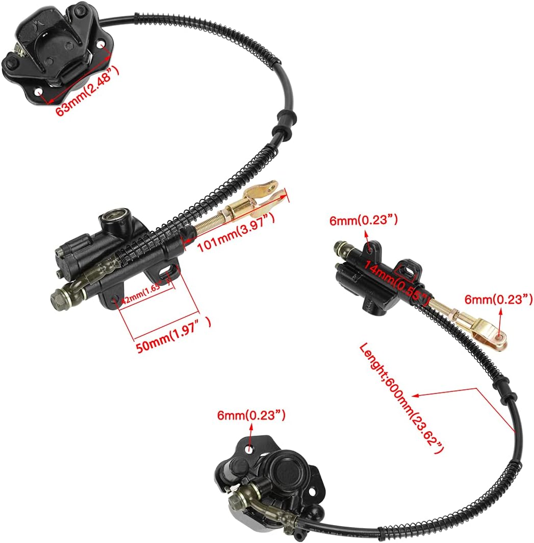 FVRITO Rear Foot Brake Master Cylinder Caliper Assembly for 50cc 70cc 90cc 110cc 125cc Taotao 125D Boulder B1 Coolster 3050HD 3050C Yamoto Vitacci kazuma SunL RPS Icebear Chinese ATV Quad 4 Wheeler