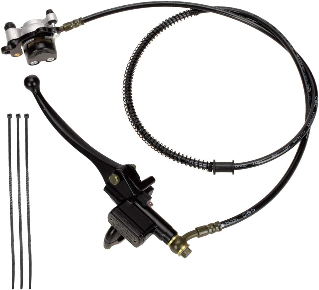 FVRITO 50 Inch Upgraded Left Hydraulic Disc Hand Brake Master Cylinder Caliper Assembly for 97cc 2.8HP Baja Doodle Bug DB30 Blitz Dirt Bug Racer Mini Bike Motorsports Go Karts