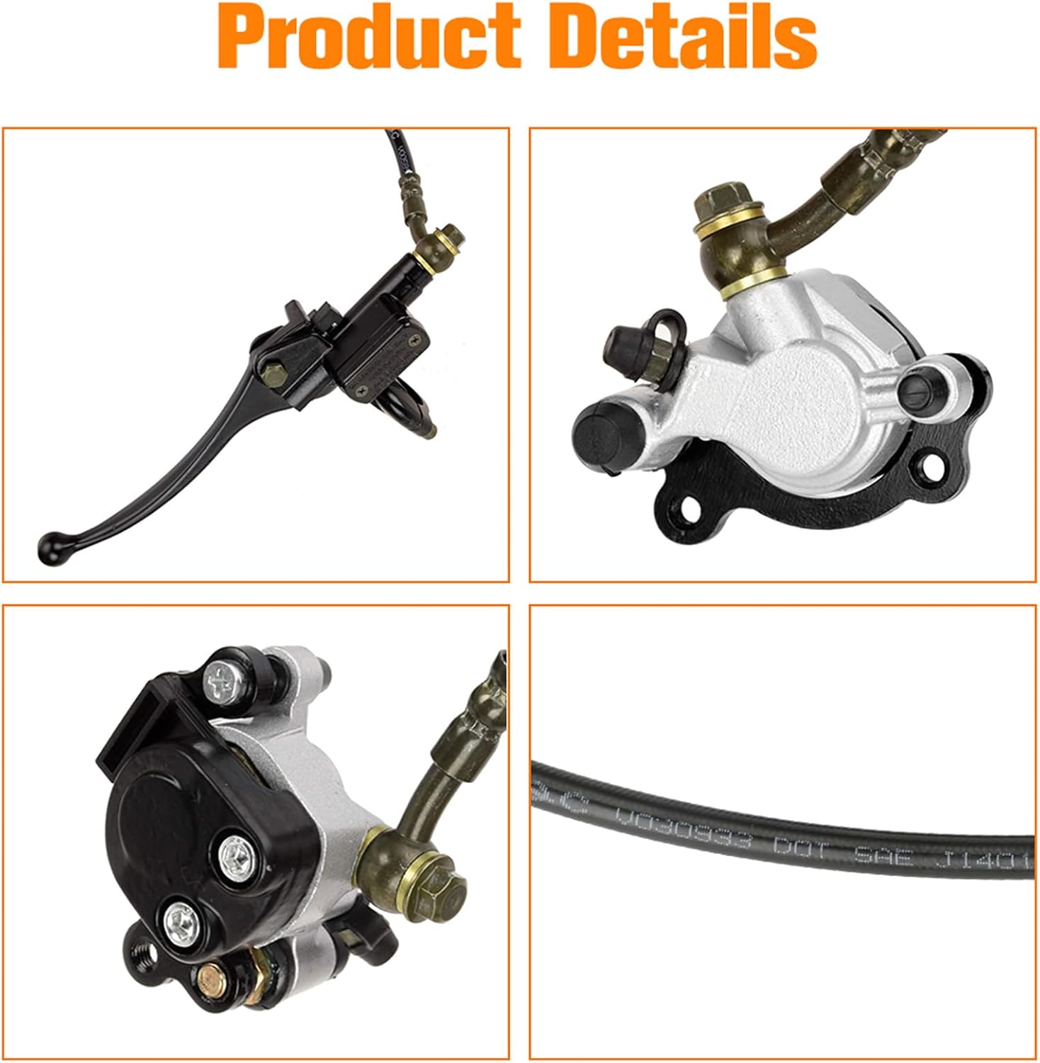 FVRITO 50 Inch Upgraded Left Hydraulic Disc Hand Brake Master Cylinder Caliper Assembly for 97cc 2.8HP Baja Doodle Bug DB30 Blitz Dirt Bug Racer Mini Bike Motorsports Go Karts