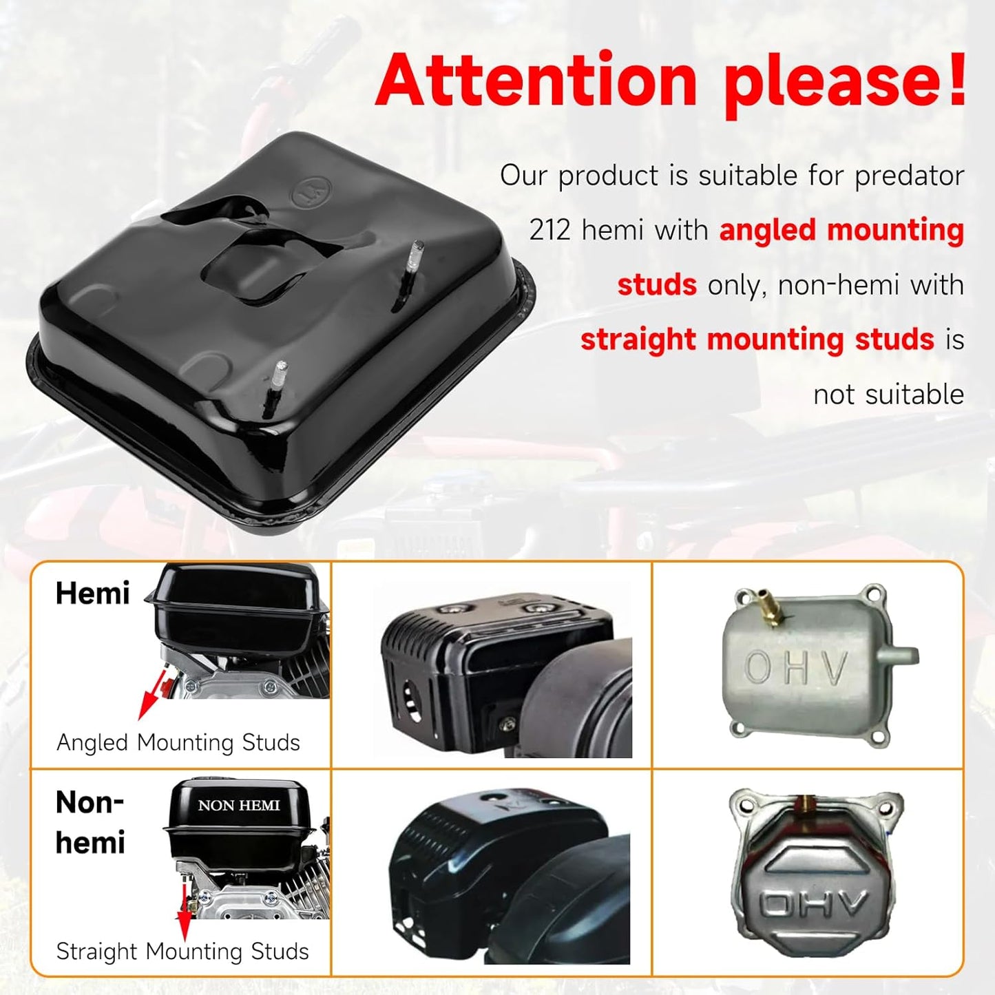 FVRITO Gas Fuel Tank Kit for GX140 GX160 GX200 Hemi Predator 212cc 196cc 6.5HP Clone Engine Coleman CT200U CT200U-EX BT200X KT196 Massimo Baja Warrior Heat MB200 Mini Bike Go Kart Replacement Parts