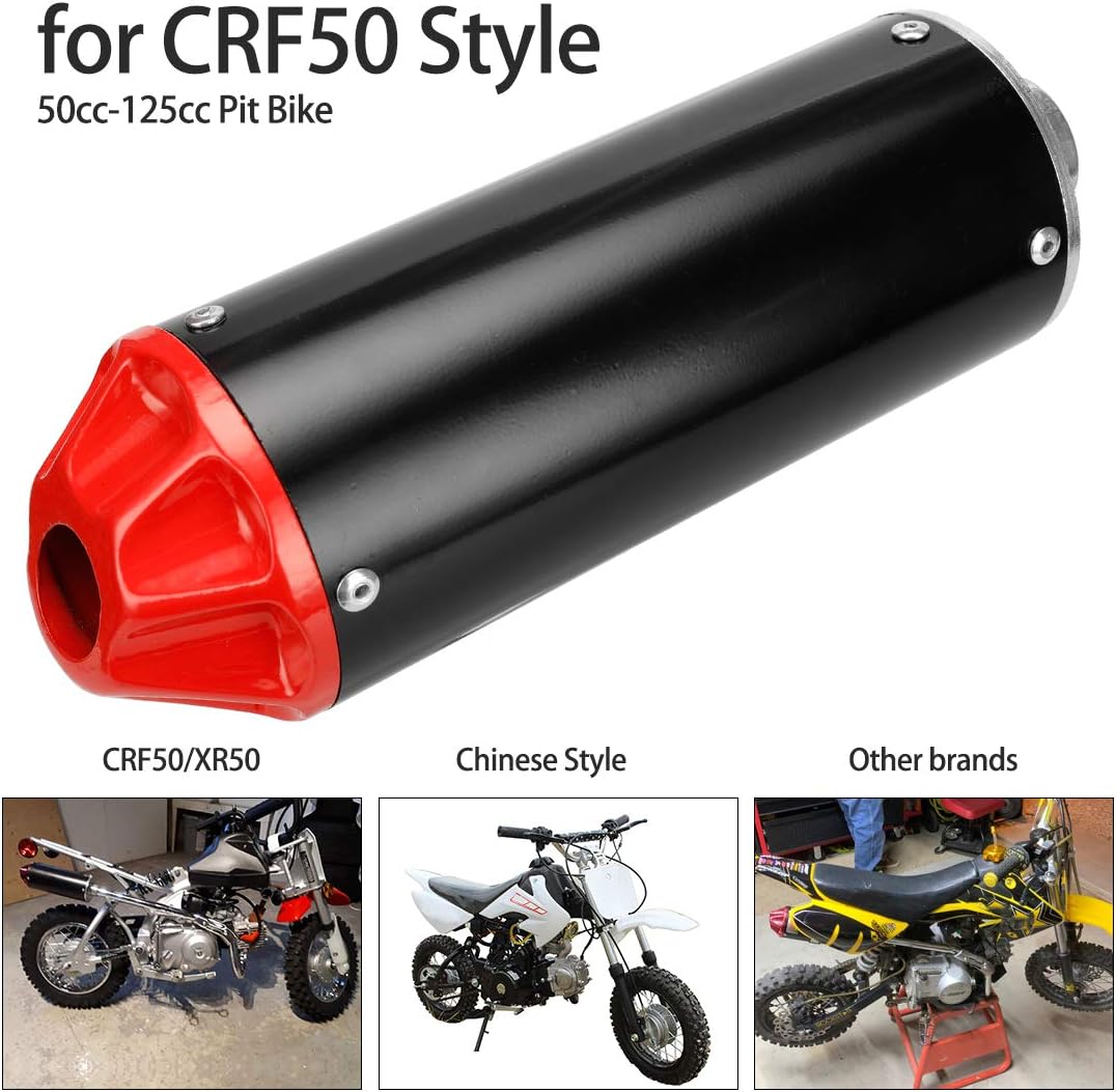 FVRITO High Performance Exhaust Muffler Silencer Pipe Assembly kit for CRF50 XR50 70cc 110cc 125cc SSR SR110 Roketa Taotao DB14 DB10 xpro db-x20 SDG Coolster Chinese Pit Dirt Bike Motocross Red