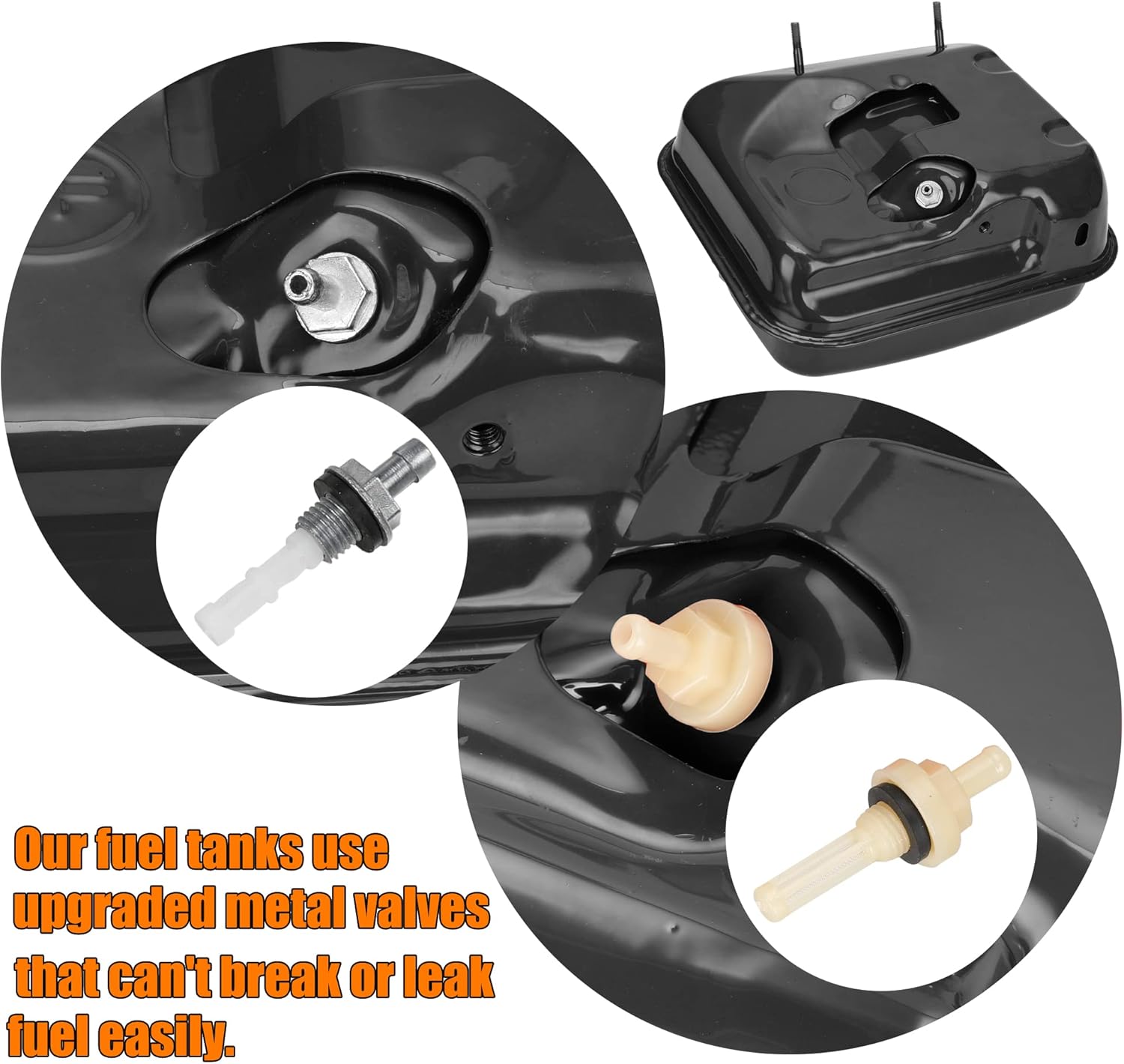 FVRITO Gas Fuel Tank with Stainsless Cap for Hemi Predator 212cc 196cc 5.5hp 6.5hp Coleman CT200u CT200u-ex BT200x KT196 Massimo Baja Warrior MB200 GX160 GX200 Mini Bike Go Kart Small Engine Parts