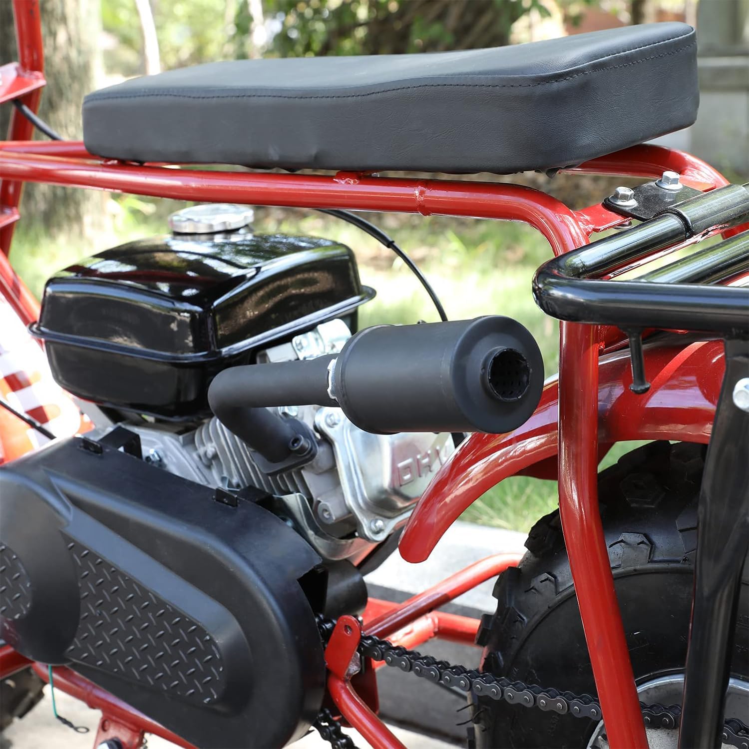 FVRITO Thickened Exhaust Header Pipe Muffler with Heat Shield Tape Kit for Non Hemi 6.5HP Predator 212cc 196cc GX160 GX200 Coleman CT200u BT200X KT196 Baja MB200 Clone Mini Bike Go Kart Parts Black