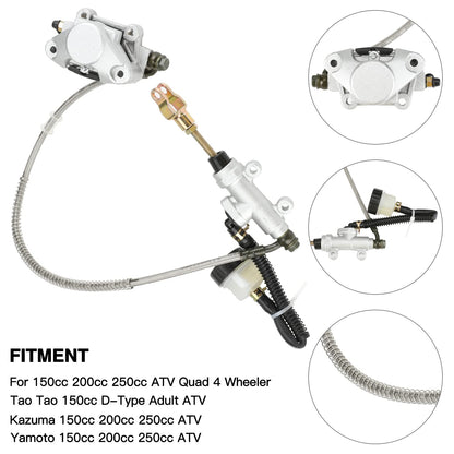 FVRITO Rear Foot Disc Hydraulic Brake Master Cylinder Caliper Assembly for 150cc 200cc 250cc Taotao Coolster Roketa Vitacci Peace SunL RPS Icebear Chinese ATV Quad 4 Wheeler Dune Buggy Go Kart