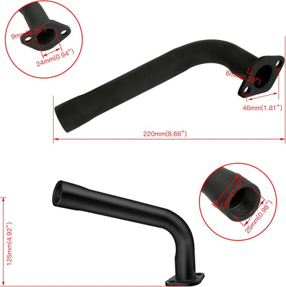 FVRITO Thickened Exhaust Header Pipe Muffler with Heat Shield Tape Kit for Non Hemi 6.5HP Predator 212cc 196cc GX160 GX200 Coleman CT200u BT200X KT196 Baja MB200 Clone Mini Bike Go Kart Parts Black