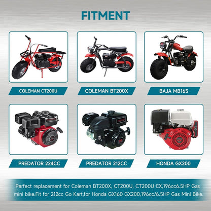 FVRITO Racing Exhaust Pipe Muffler Silencer Kit for Predator 212cc 224cc 196cc 6.5HP Coleman CT200u BT200X CT200U-EX KT196 GX160 GX200 Mini Bike Go Kart Engine Baja Warrior MB200 Performance Parts