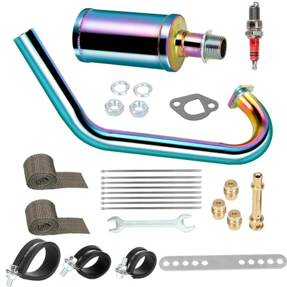 FVRITO Racing Exhaust Pipe Muffler Silencer Kit for Predator 212cc 224cc 196cc 6.5HP Coleman CT200u BT200X CT200U-EX KT196 GX160 GX200 Mini Bike Go Kart Engine Baja Warrior MB200 Performance Parts