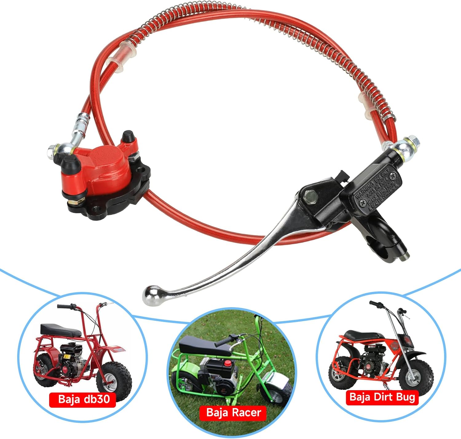 FVRITO Upgraded Mini Bike Hydraulic Disc Brake Kit for Baja DB30 Doodle Bug Blitz Dirt Bug Racer 97cc 79cc Predator 2.8hp Engine with 180mm Brake Disc Rotor Master Cylinder Caliper Pads Assembly Parts