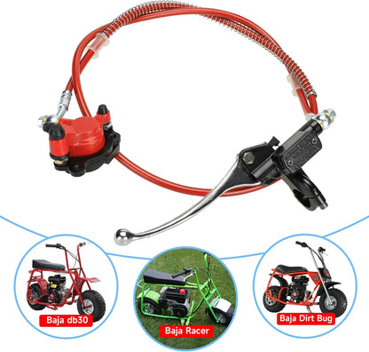 FVRITO Upgraded Mini Bike Hydraulic Disc Brake Kit for Baja DB30 Doodle Bug Blitz Dirt Bug Racer 97cc 79cc Predator 2.8hp Engine with 180mm Brake Disc Rotor Master Cylinder Caliper Pads Assembly Parts
