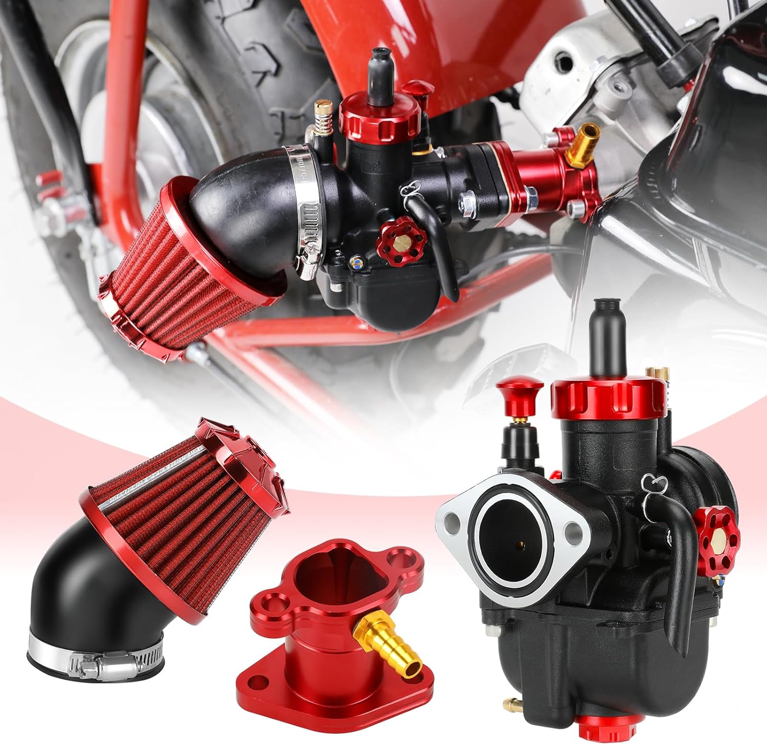 PE22 Carburetor 22mm Carb Jet Kit Compatible with Predator 212cc 196cc Coleman Mini Bike CT200U-EX BT200X B200R KT196 Go Kart Baja Warrior GX160 GX200 Clone Engine with Intake Manifold Parts