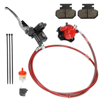 FVRITO Left Hydraulic Brake Master Cylinder Caliper Assembly for 50cc 70cc 90cc 110cc 125cc Taotao Coolster ATV Vitacci Peace SunL Roketa Kazuma Baja NST Icebear Mini Bike Chinese Quad 4 Wheeler Parts