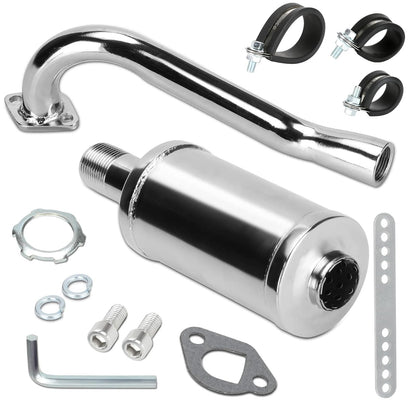 FVRITO Exhaust Pipe Muffler Silencer Kit for Non Hemi Predator 212cc 196cc 6.5hp Coleman Powersports KT196 CK196 RTK200 BK200 Go Kart TrailMaster Hammerhead 80T GX160 GX200 Clone Engines Parts Black