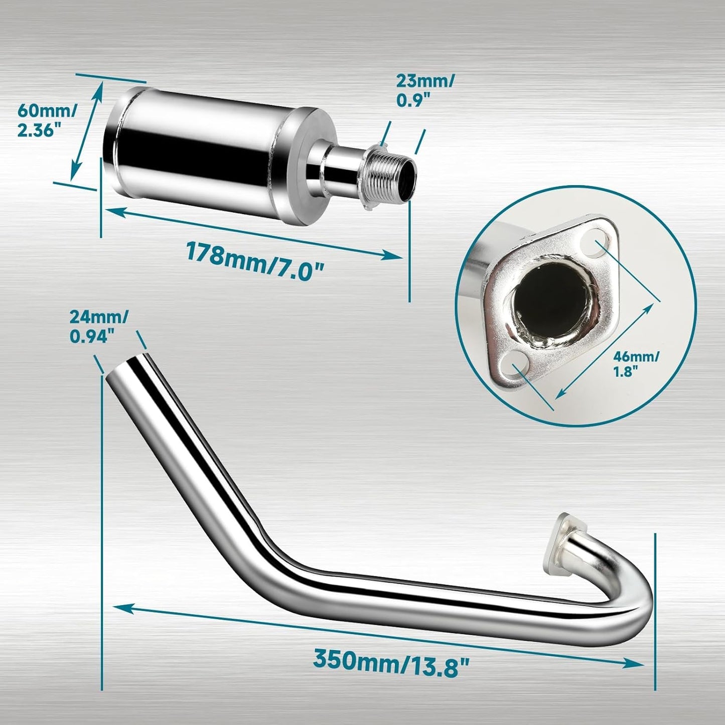 FVRITO Racing Exhaust Pipe Muffler Silencer Kit for Predator 212cc 224cc 196cc 6.5HP Coleman CT200u BT200X CT200U-EX KT196 GX160 GX200 Mini Bike Go Kart Engine Baja Warrior MB200 Performance Parts