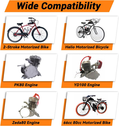 FVRITO Performance Exhaust Muffler Expansion Chamber Pipe Silencer Gasket for 2 Stroke 50cc 66cc 80cc Engine Gas Motorized Bicycle Motor Bike Black