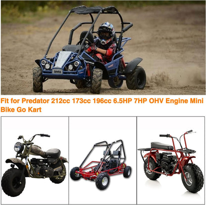 FVRITO Pull Recoil Starter Carburetor Carb for Predator 212cc 196cc 6.5HP Baja Massimo MB165 MB200 Coleman CT200U Trail BT200X Mini Bike Hummerhead 80t Trailmaster mid XRS XRX motovox KT196 Go Kart