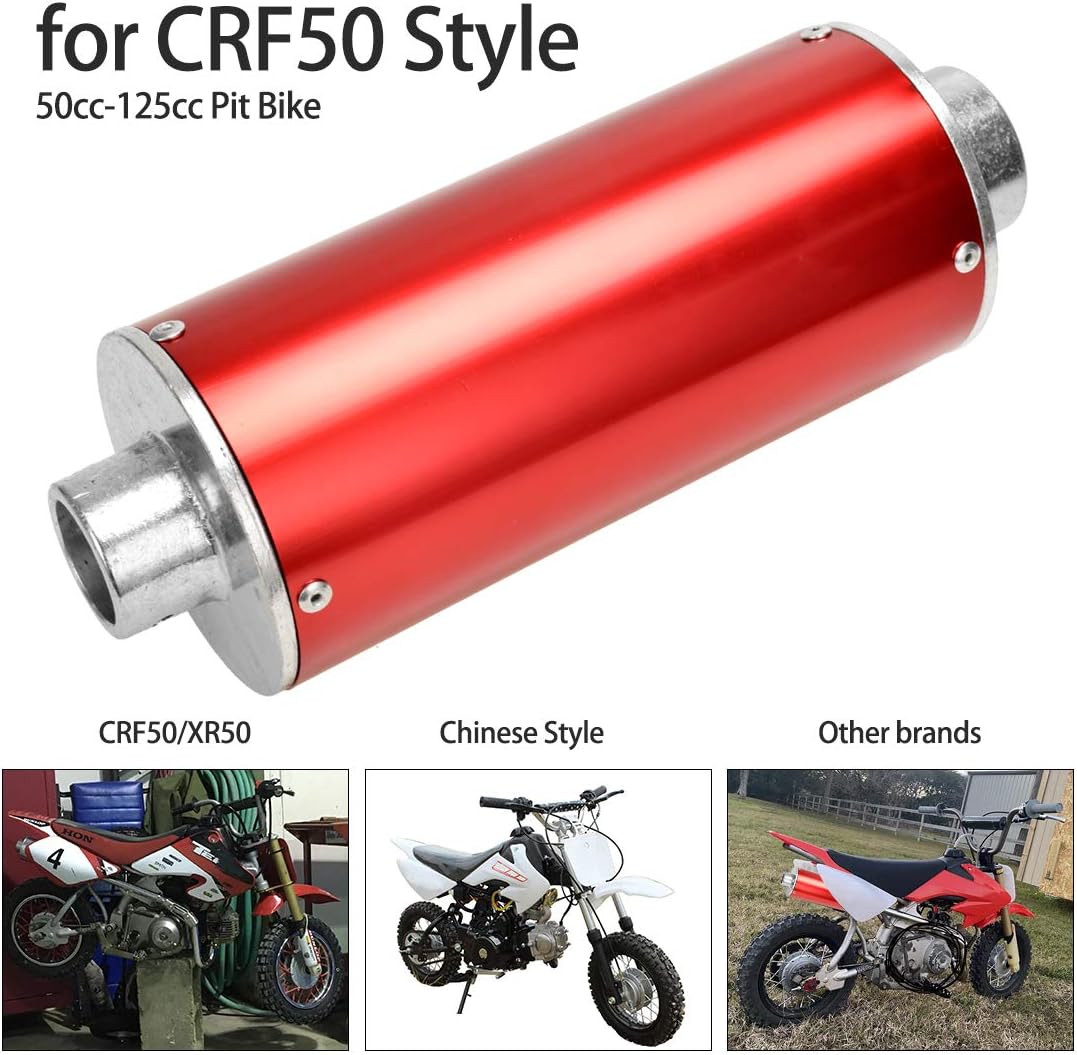 FVRITO High Performance Big Bore Muffler Exhaust Silencer Pipe Head Assembly for XR50 CRF50 Chinese 70cc 110cc 125cc SDG SSR Taotao Atomik Thumpstar Roketa Coolster Apollo Dirt Pit Bike Red