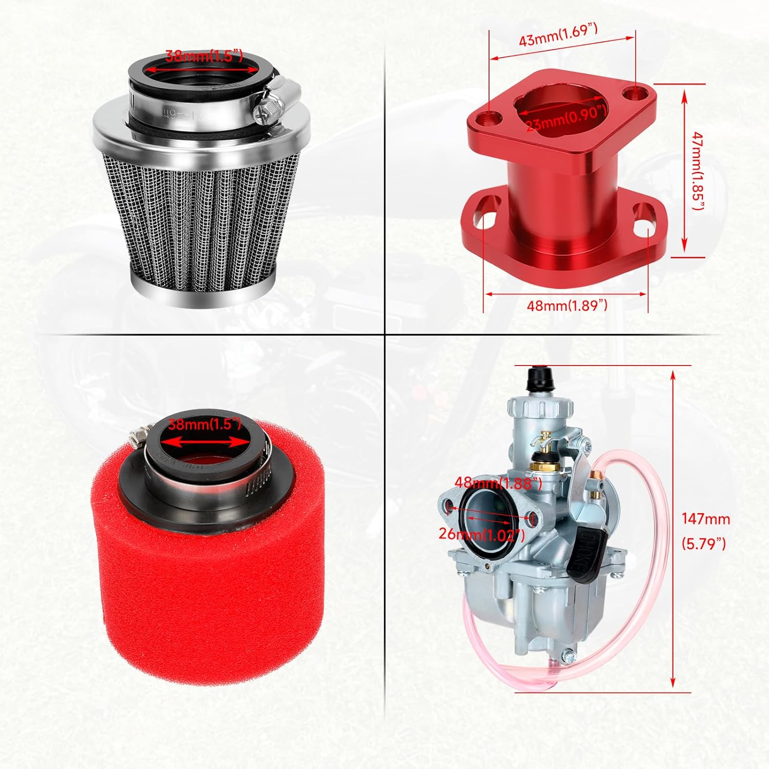 FVRITO Upgrade VM22 Carburetor Kit for Predator 212 196cc 224cc Non Hemi Coleman Mini Bike CT200U BT200X B200R KT196 Go Kart Baja Massimo MB200 GX160 GX200 Clone Engine Performance Parts w/Main Jets