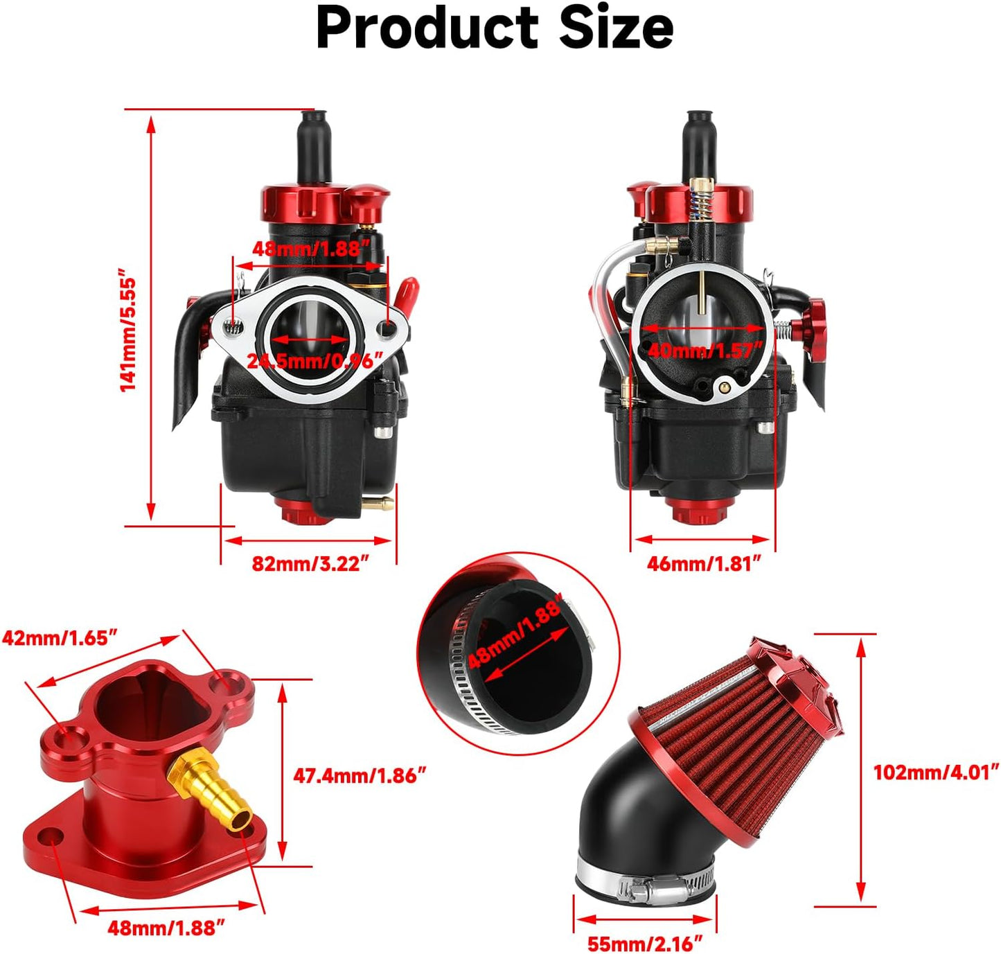 PE22 Carburetor 22mm Carb Jet Kit Compatible with Predator 212cc 196cc Coleman Mini Bike CT200U-EX BT200X B200R KT196 Go Kart Baja Warrior GX160 GX200 Clone Engine with Intake Manifold Parts