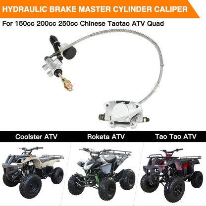 FVRITO Rear Foot Disc Hydraulic Brake Master Cylinder Caliper Assembly for 150cc 200cc 250cc Taotao Coolster Roketa Vitacci Peace SunL RPS Icebear Chinese ATV Quad 4 Wheeler Dune Buggy Go Kart
