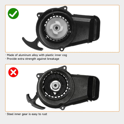 FVRITO Pull Start Assembly Recoil Starter for SYX Moto 50cc Dirt Bike SSR X-pro Coolster Apollo 47cc 49cc 2 Stroke Engine Mini Kids Pit Pocket Chinese ATV Quad 4 Wheeler Go Kart Parts with Pull Cord