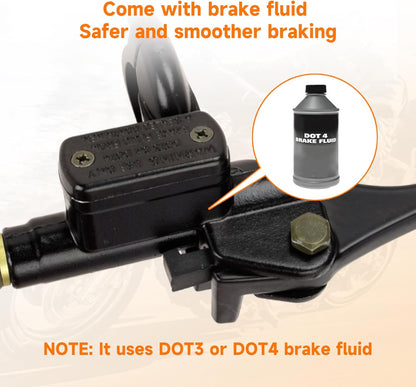 FVRITO 50 Inch Upgraded Left Hydraulic Disc Hand Brake Master Cylinder Caliper Assembly for 97cc 2.8HP Baja Doodle Bug DB30 Blitz Dirt Bug Racer Mini Bike Motorsports Go Karts