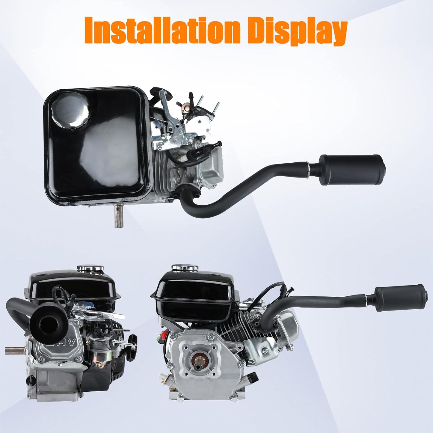 FVRITO Exhaust Pipe Muffler Silencer Kit for Non Hemi Predator 212cc 196cc 6.5hp Coleman Powersports KT196 CK196 RTK200 BK200 Go Kart TrailMaster Hammerhead 80T GX160 GX200 Clone Engines Parts Black