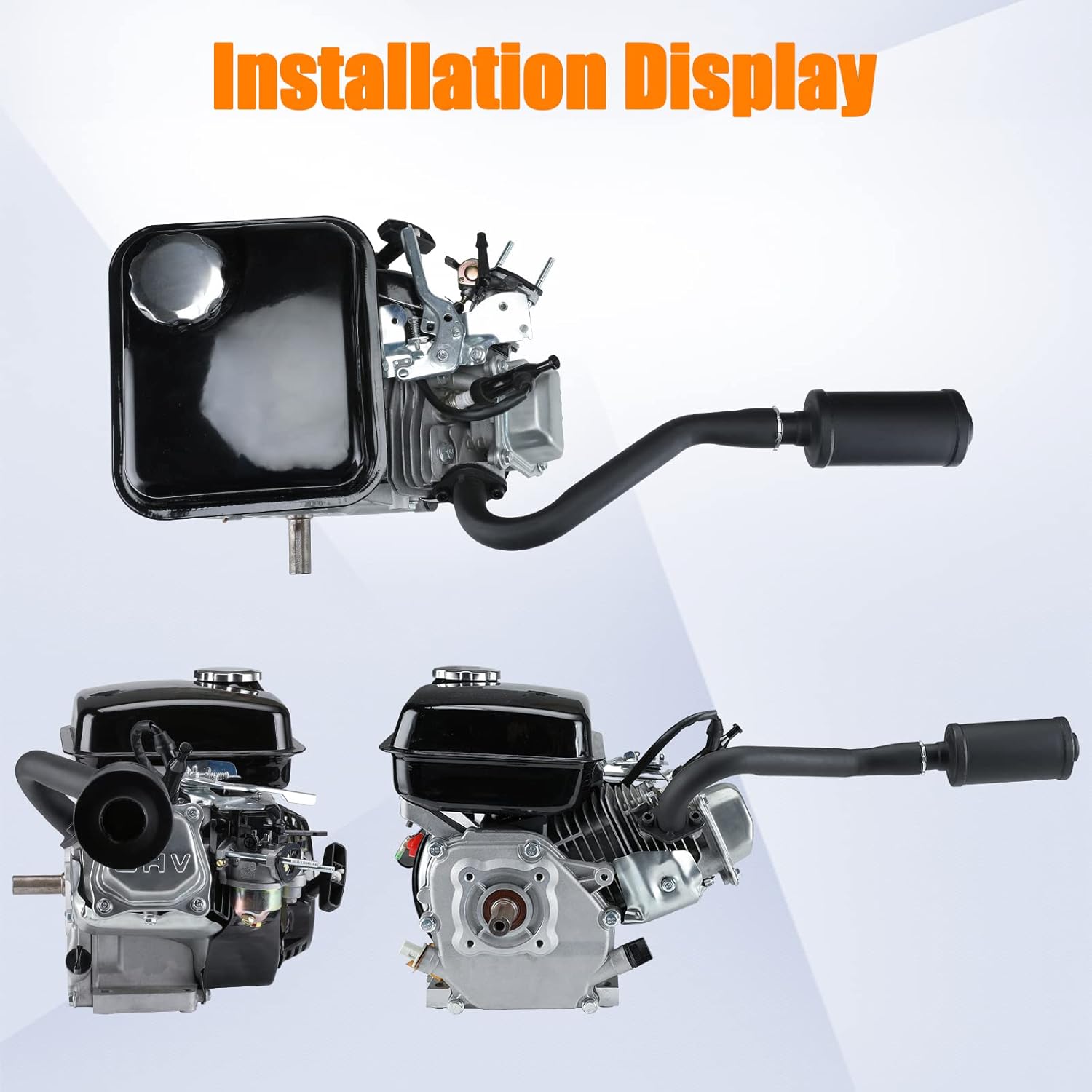 FVRITO Exhaust Pipe Muffler Silencer Kit for Non Hemi Predator 212cc 196cc 6.5hp Coleman Powersports KT196 CK196 RTK200 BK200 Go Kart TrailMaster Hammerhead 80T GX160 GX200 Clone Engines Parts Black