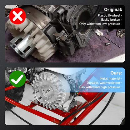 FVRITO Aluminum Flywheel 10krpm for Predator 212 Non hemi Engine Ghost 212cc 224cc 69730 69736 6.5hp GX200 196cc BSP Tilly Coleman CT200U BT200X Mini Bike Performance Parts with Key & Valve Springs