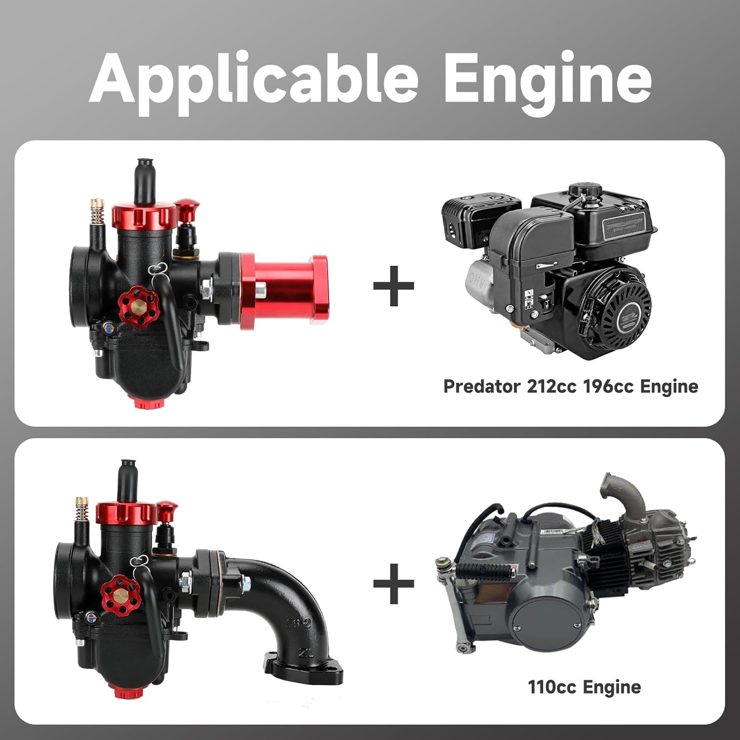 PE22 Carburetor Kit Compatible with Predator 212cc 196cc OHV Engine Coleman Mini Bike CT200U BT200X KT196 Go Kart ATV 110cc 125cc Tao tao Coolster Apollo CRF50 XR50 Pit Dirt Bike 4 Stroke Parts