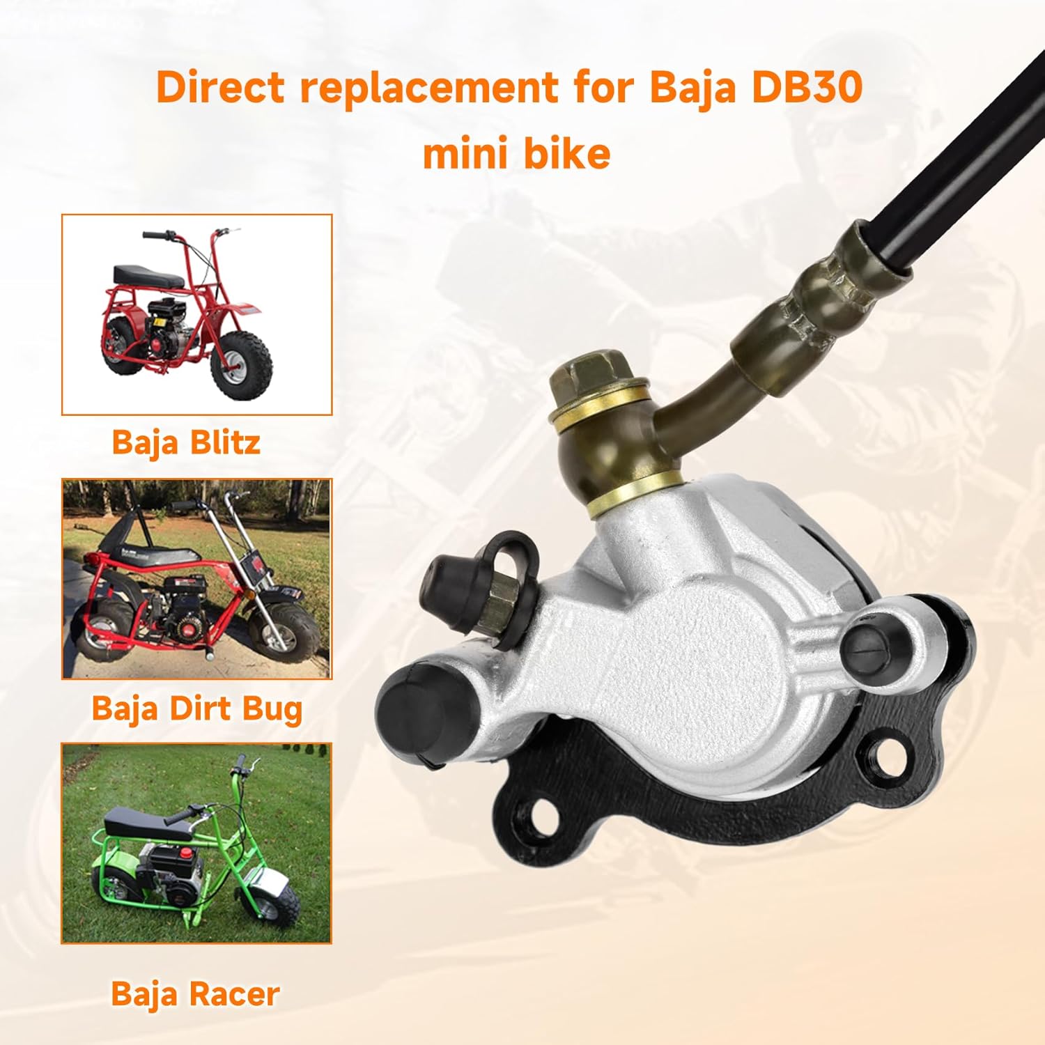 FVRITO 50 Inch Upgraded Left Hydraulic Disc Hand Brake Master Cylinder Caliper Assembly for 97cc 2.8HP Baja Doodle Bug DB30 Blitz Dirt Bug Racer Mini Bike Motorsports Go Karts