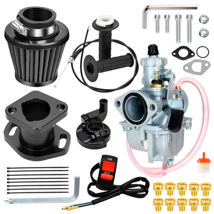 FVRITO VM22 26mm Carburetor Throttle Assembly Main Jets Kit for Predator 212cc 224cc 196cc Non Hemi Coleman CT200U BT200X Mini Bike KT196 Go Kart 6.5HP GX160 Clone Engine Baja MB200 Performance Parts