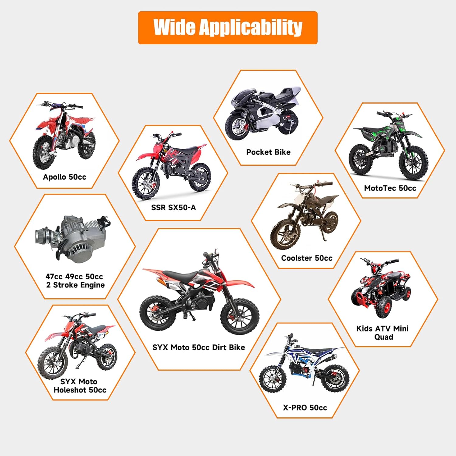 FVRITO Pull Start Assembly Recoil Starter for SYX Moto 50cc Dirt Bike SSR X-pro Coolster Apollo 47cc 49cc 2 Stroke Engine Mini Kids Pit Pocket Chinese ATV Quad 4 Wheeler Go Kart Parts with Pull Cord