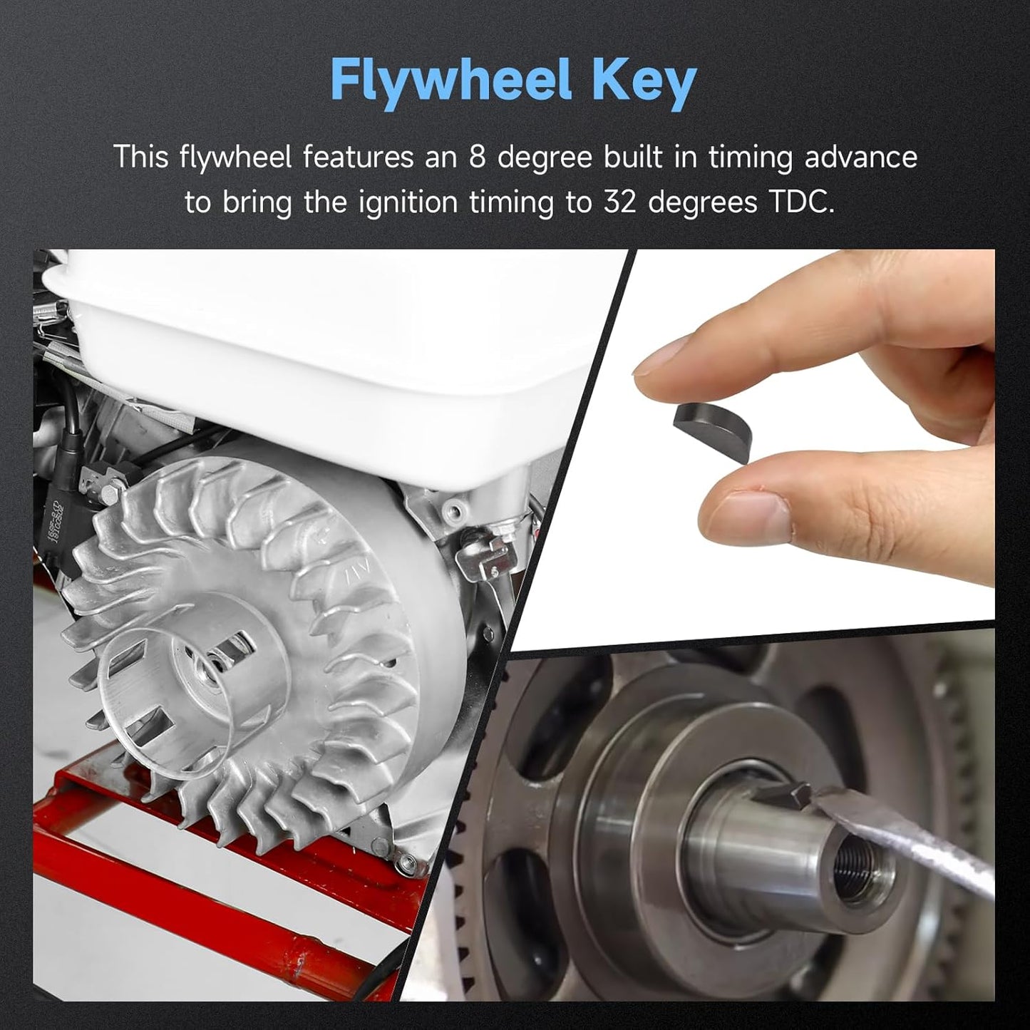 FVRITO Aluminum Flywheel 10krpm for Predator 212 Non hemi Engine Ghost 212cc 224cc 69730 69736 6.5hp GX200 196cc BSP Tilly Coleman CT200U BT200X Mini Bike Performance Parts with Key & Valve Springs
