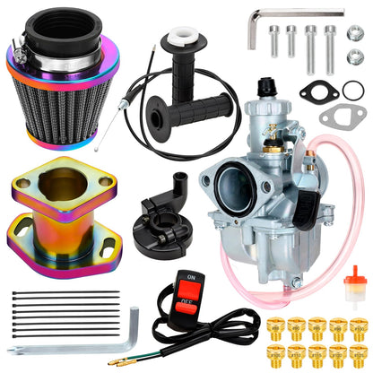 FVRITO VM22 26mm Carburetor Throttle Assembly Main Jets Kit for Predator 212cc 224cc 196cc Non Hemi Coleman CT200U BT200X Mini Bike KT196 Go Kart 6.5HP GX160 Clone Engine Baja MB200 Performance Parts