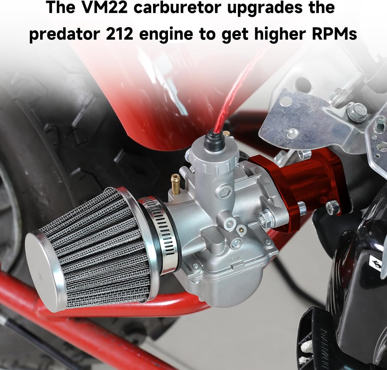 FVRITO Upgrade VM22 Carburetor Kit for Predator 212 196cc 224cc Non Hemi Coleman Mini Bike CT200U BT200X B200R KT196 Go Kart Baja Massimo MB200 GX160 GX200 Clone Engine Performance Parts w/Main Jets