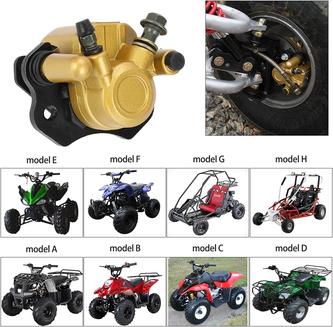 FVRITO Brake Caliper and Pads for 110cc 125cc 150cc 200cc 250cc 196cc 6.5HP Coleman kt196 yerf dog gx150 Kandi Baja RTK200 Go Kart Dune Buggy Taotao Roketa Sunl Kazuma Chinese ATV Quad Golden