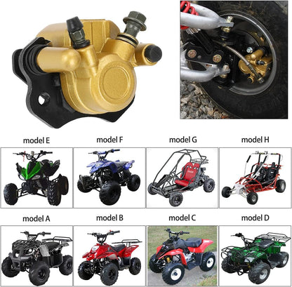 FVRITO Brake Caliper and Pads for 110cc 125cc 150cc 200cc 250cc 196cc 6.5HP Coleman kt196 yerf dog gx150 Kandi Baja RTK200 Go Kart Dune Buggy Taotao Roketa Sunl Kazuma Chinese ATV Quad Golden