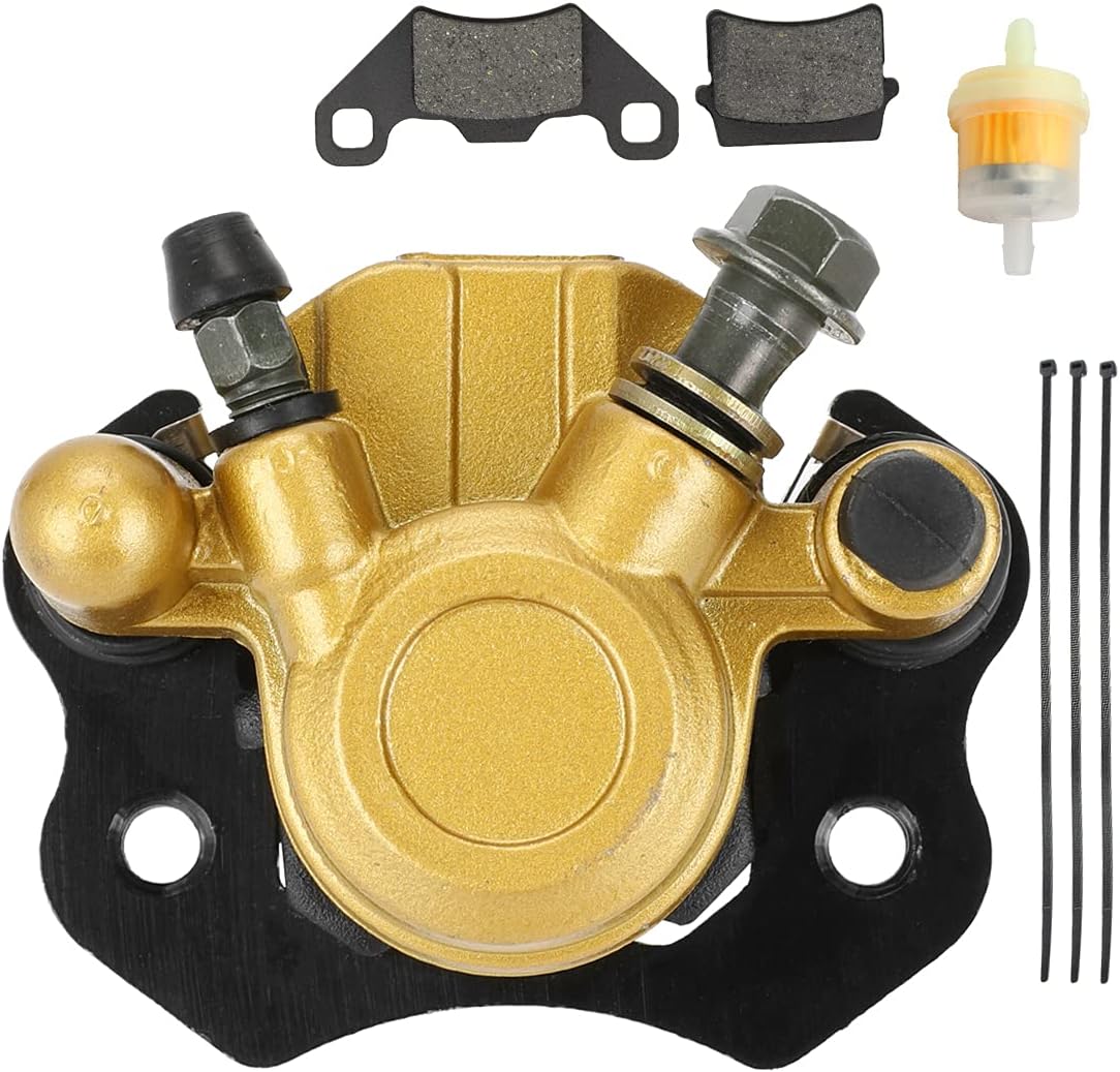 FVRITO Brake Caliper and Pads for 110cc 125cc 150cc 200cc 250cc 196cc 6.5HP Coleman kt196 yerf dog gx150 Kandi Baja RTK200 Go Kart Dune Buggy Taotao Roketa Sunl Kazuma Chinese ATV Quad Golden