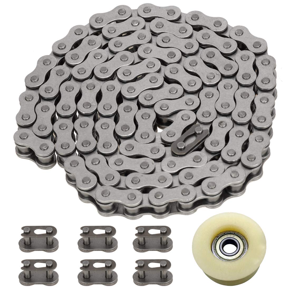 FVRITO 415H Chain 110L Link Heavy Duty and Master Link Chain Tensioner Guide Idler Pulley Roller for 2 Stroke 49cc 60cc 66cc 80cc Engines Motorized Bicycle Motor Bikes High Power Racing Parts