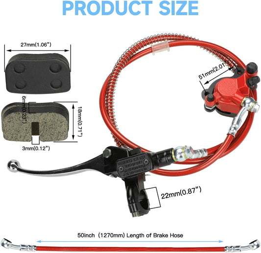 FVRITO Upgraded Mini Bike Hydraulic Disc Brake Kit for Baja DB30 Doodle Bug Blitz Dirt Bug Racer 97cc 79cc Predator 2.8hp Engine with 180mm Brake Disc Rotor Master Cylinder Caliper Pads Assembly Parts