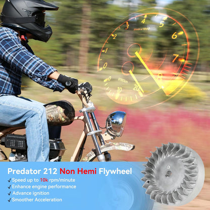 FVRITO Aluminum Flywheel 10krpm for Predator 212 Non hemi Engine Ghost 212cc 224cc 69730 69736 6.5hp GX200 196cc BSP Tilly Coleman CT200U BT200X Mini Bike Performance Parts with Key & Valve Springs