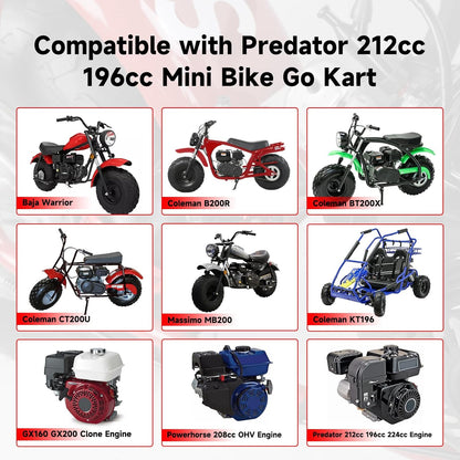 PE22 Carburetor 22mm Carb Jet Kit Compatible with Predator 212cc 196cc Coleman Mini Bike CT200U-EX BT200X B200R KT196 Go Kart Baja Warrior GX160 GX200 Clone Engine with Intake Manifold Parts