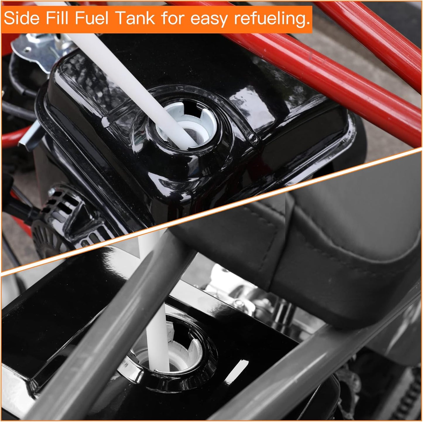 FVRITO Gas Fuel Tank with Stainsless Cap for Hemi Predator 212cc 196cc 5.5hp 6.5hp Coleman CT200u CT200u-ex BT200x KT196 Massimo Baja Warrior MB200 GX160 GX200 Mini Bike Go Kart Small Engine Parts