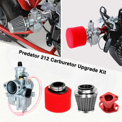 FVRITO Upgrade VM22 Carburetor Kit for Predator 212 196cc 224cc Non Hemi Coleman Mini Bike CT200U BT200X B200R KT196 Go Kart Baja Massimo MB200 GX160 GX200 Clone Engine Performance Parts w/Main Jets