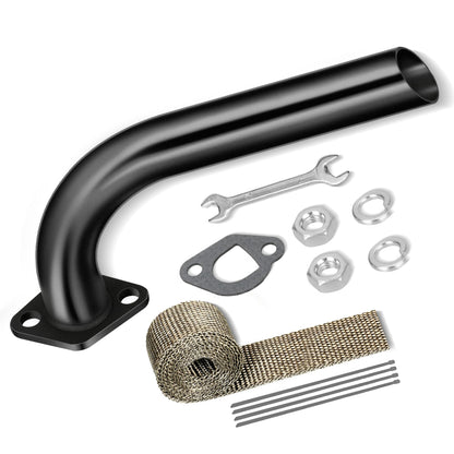 FVRITO Exhaust Pipe Header for CT200u Coleman BT200X CT200U-EX KT196 Mini Bike Go Kart Predator 212cc 224cc 196cc 6.5HP GX160 GX200 Clone Engine Baja Warrior MB200 Performance Parts Silver
