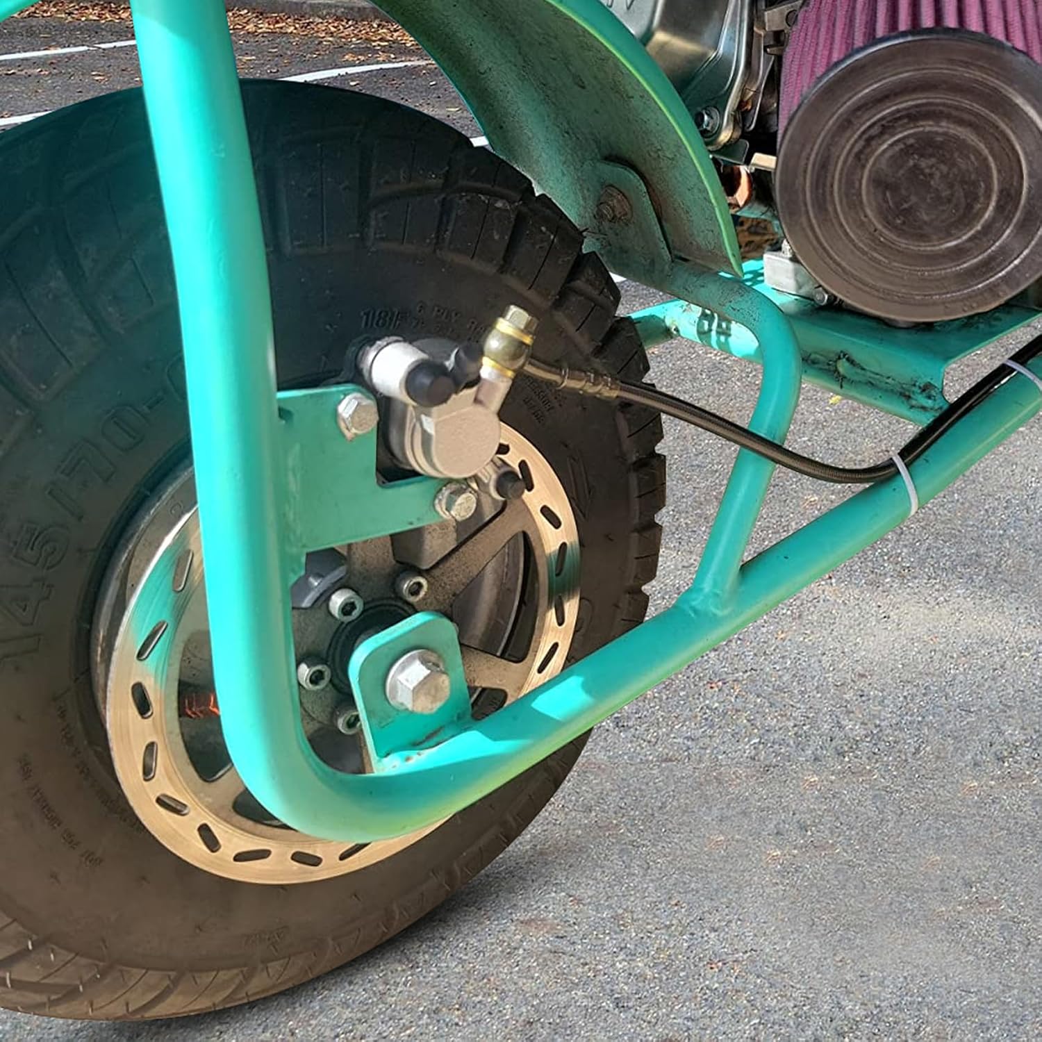 FVRITO 50 Inch Upgraded Left Hydraulic Disc Hand Brake Master Cylinder Caliper Assembly for 97cc 2.8HP Baja Doodle Bug DB30 Blitz Dirt Bug Racer Mini Bike Motorsports Go Karts