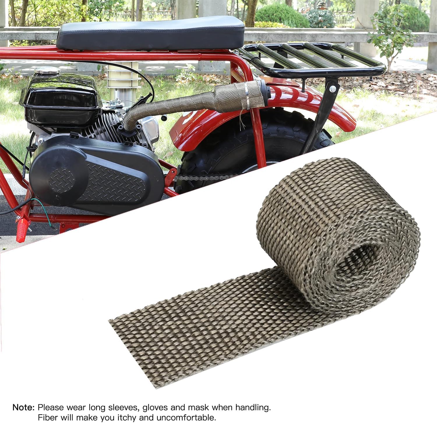 FVRITO Thickened Exhaust Header Pipe Muffler with Heat Shield Tape Kit for Non Hemi 6.5HP Predator 212cc 196cc GX160 GX200 Coleman CT200u BT200X KT196 Baja MB200 Clone Mini Bike Go Kart Parts Black