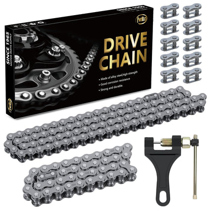 FVRITO 420 Drive Chain Compatible with Mini Bike Coleman CT200U CT200U-EX BT200X B200R Baja Warrior MB200 Massimo Axis M200 Predator 212 196cc 6.5HP Minibike Parts Front 42 & Rear 90 Link Roller Chain
